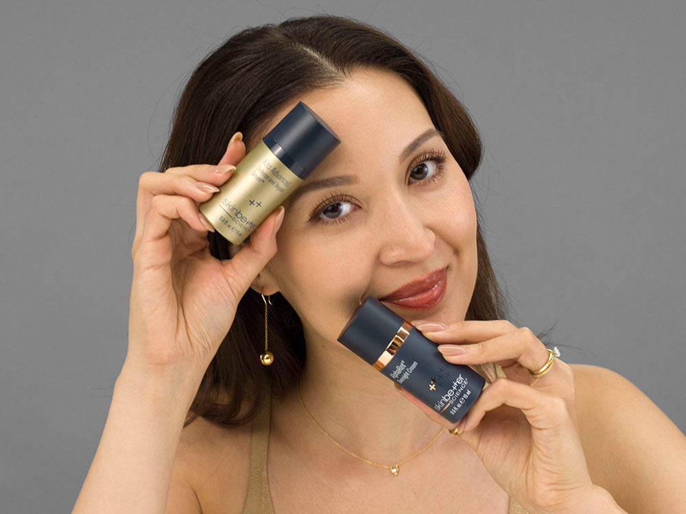 Laziza from LAZ Skincare demonstrating the texture and application of SkinBetter Science A-Team Duo Kit on her hand