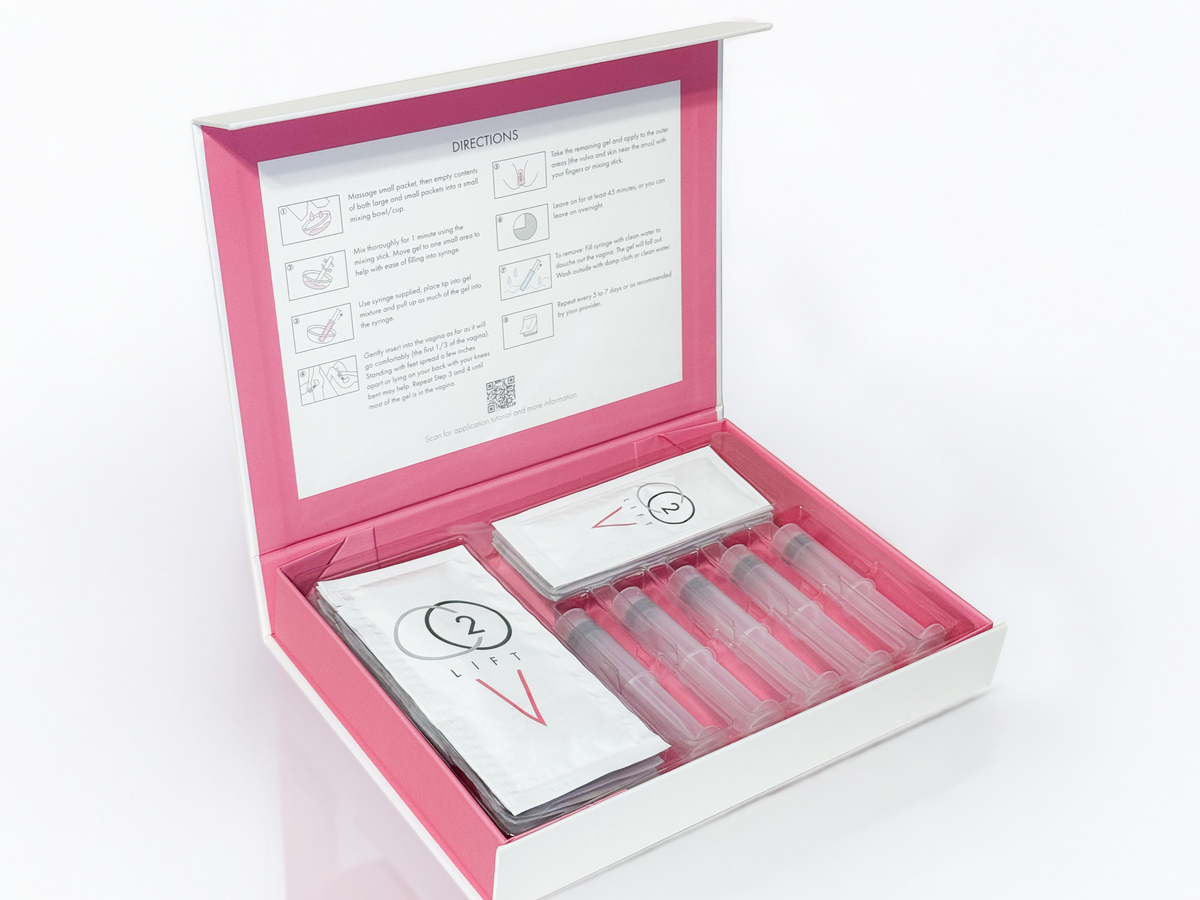 Laziza from LAZ Skincare demonstrating the texture and application of Lumisque CO2Lift V Vaginal Treatment on her hand