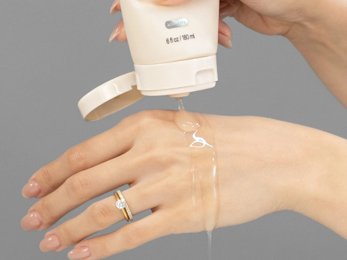 Laziza from LAZ Skincare demonstrating the texture and application of Face Reality Active Clarity Gel Cleanser on her hand