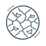 Line icon: skin covered in cracks like dry ground, with flakes lifting.