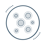 Line icon: flat round marks with a faint halo, left by healed breakouts.